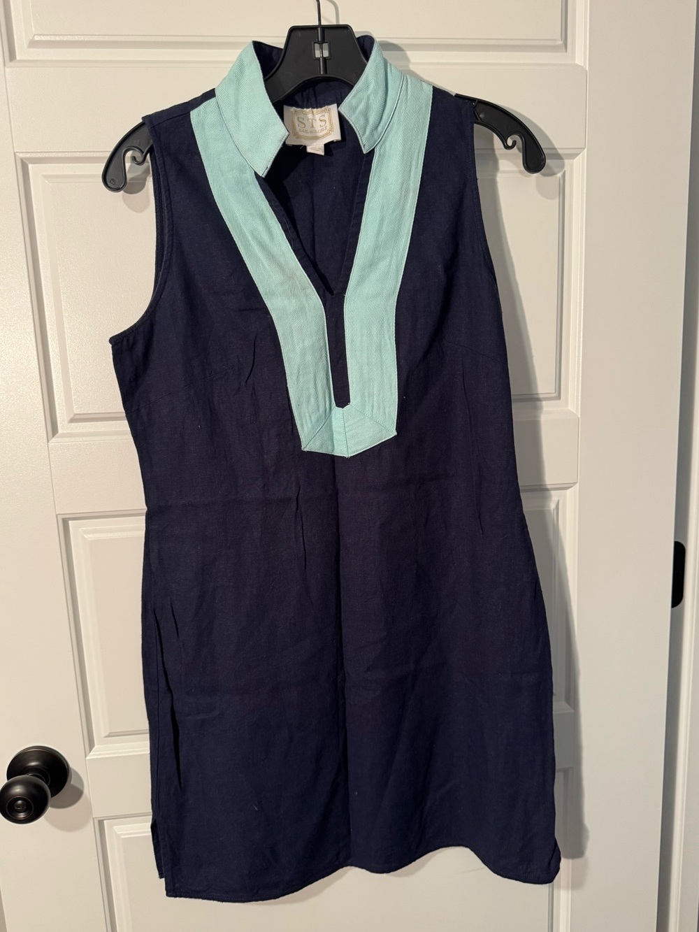 Sail to Sable Navy Dress with Mint Trim